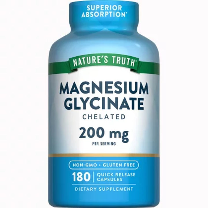 Nature'S Truth Magnesium Glycinate Capsules, 200 Mg 180 Ct.
