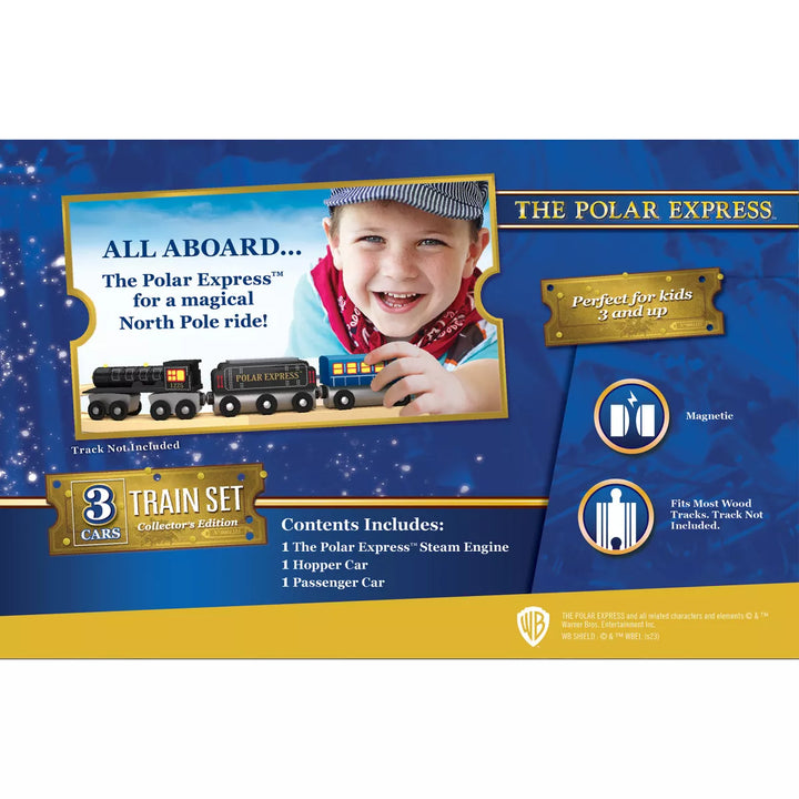 Masterpieces Wood Train Sets - the Polar Express 3 Piece Train Set.