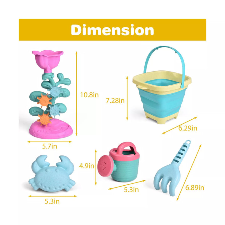 Fun Little Toys 11 PCS Beach Toys with Collapsible Bucket