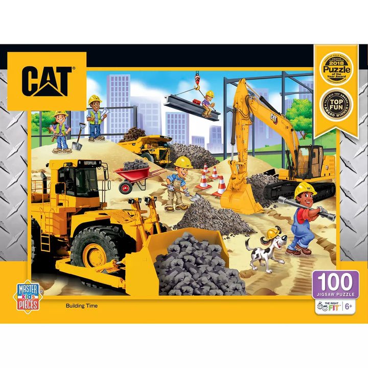 Masterpieces 100 Piece Kids Jigsaw Puzzle - CAT Building Time - 14"X19".