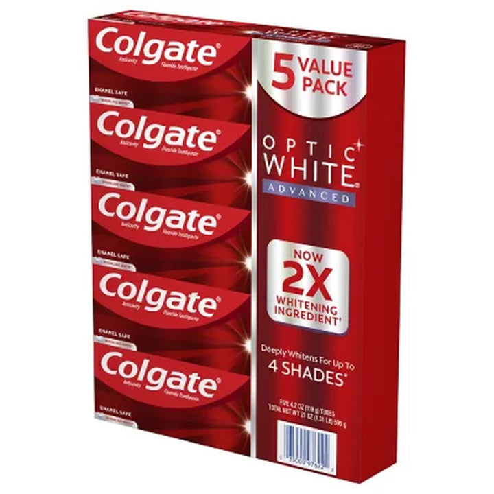 Colgate Optic White Advanced Teeth Whitening Toothpaste, Sparkling White, 4.2 Oz., 5 Pk.