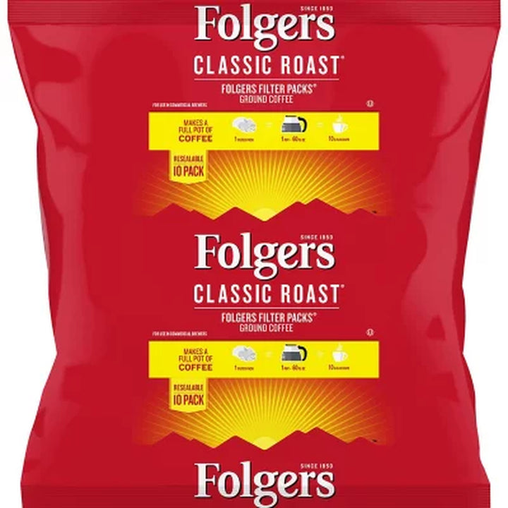 Folgers Classic Roast Ground Coffee, Filter Packs (0.9 Oz., 40 Ct.)