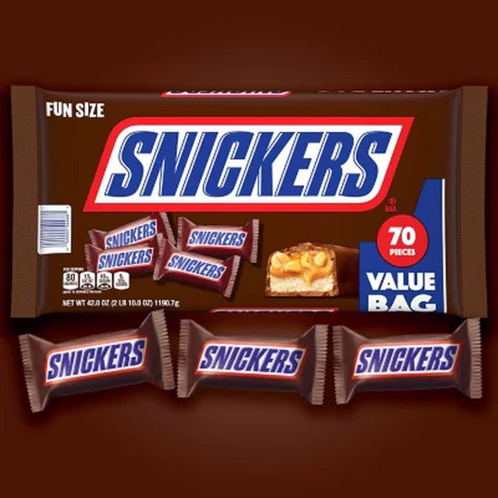 SNICKERS Tailgate Milk Chocolate Candy Bars, Fun Size, 70 Pcs.