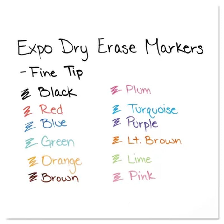 EXPO Low Odor Dry Erase Markers, Fine Tip - Office Pack, Assorted Colors, 36/Pack