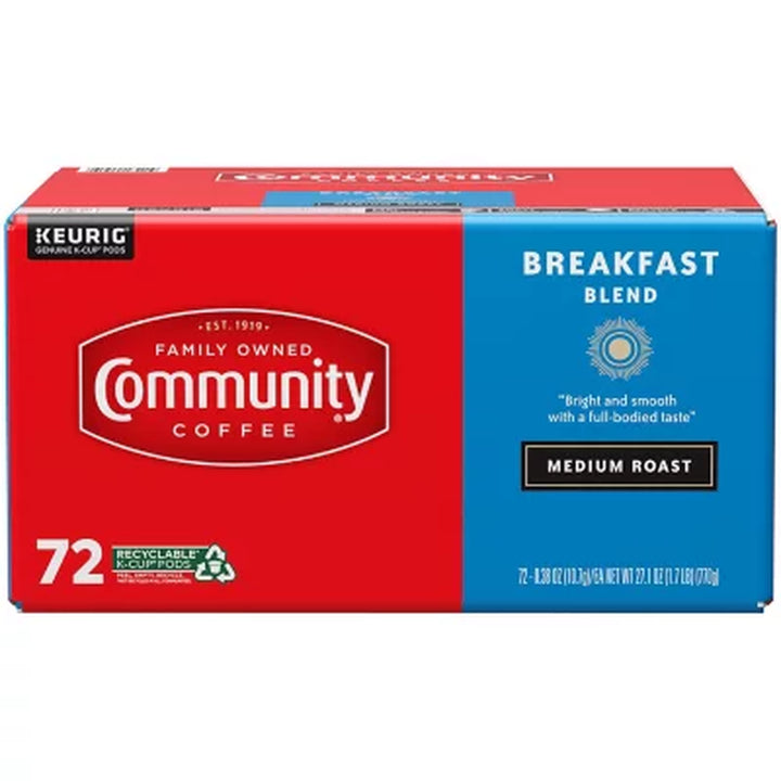 Community Coffee Breakfast Blend Medium Roast Single Serve 72 Ct.