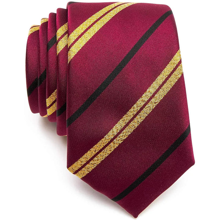 Spooky Central Maroon Red Striped Necktie with Glitter for Halloween Costumes, School Uniform