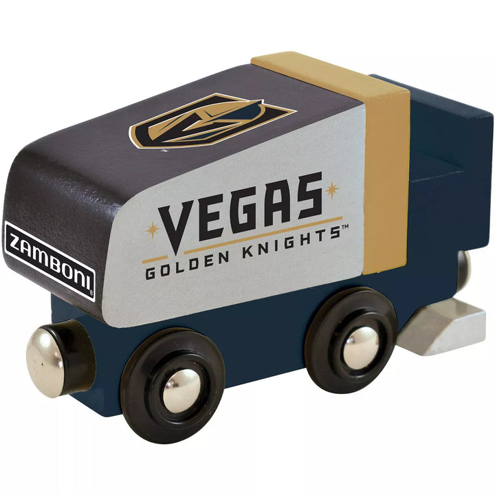 Masterpieces Officially Licensed NHL Las Vegas Golden Knights Wooden Toy Zamboni Train Engine for Kids.