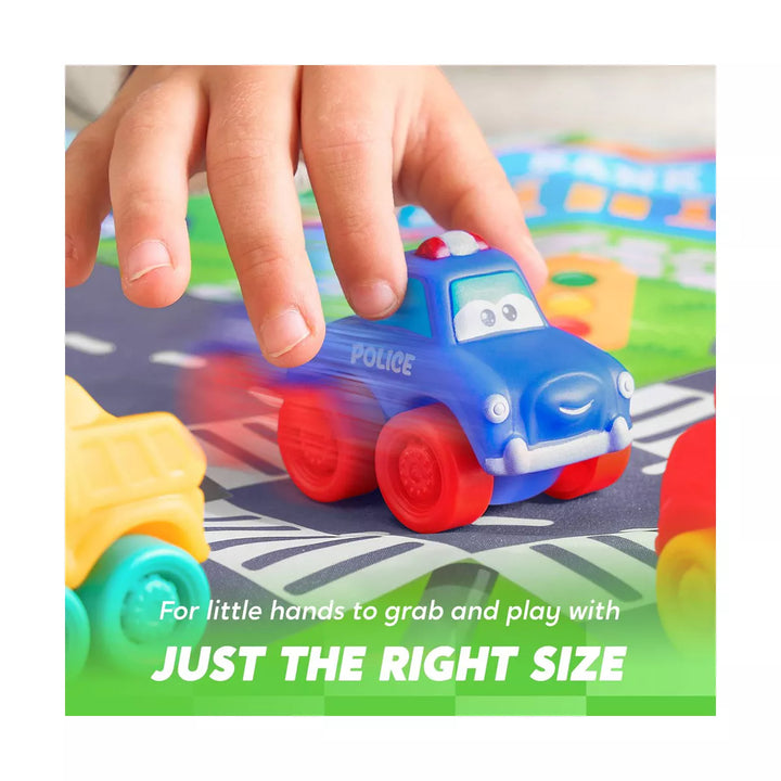 Syncfun 8 PCS Rubber Cartoon Cars with Play Mat, Mini Bath Toy Car for Toddlers, Boy Toys Birthday Gift, Party Favors for Kids Toddlers 2 3+ Year Old