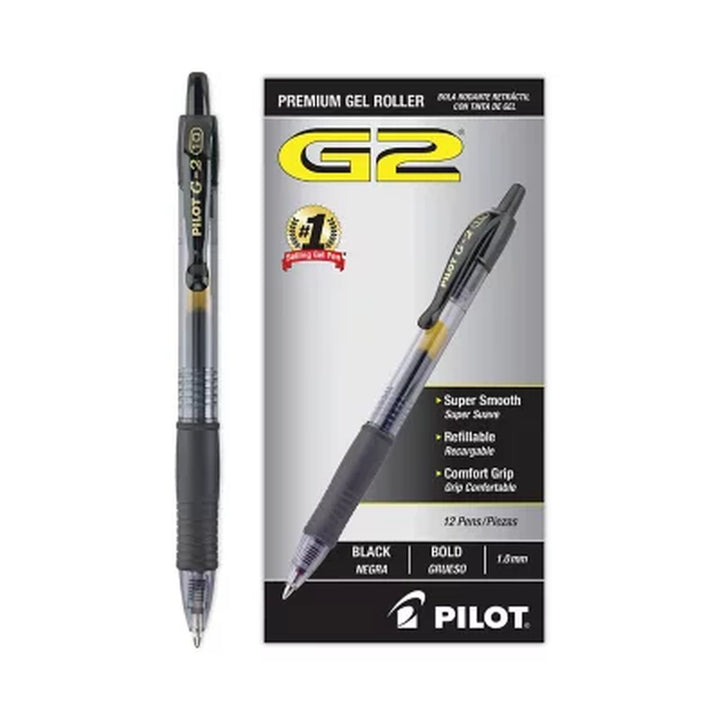 Pilot G2 Retractable Premium Gel Ink Pens, Select Color Bold, 12 Ct.