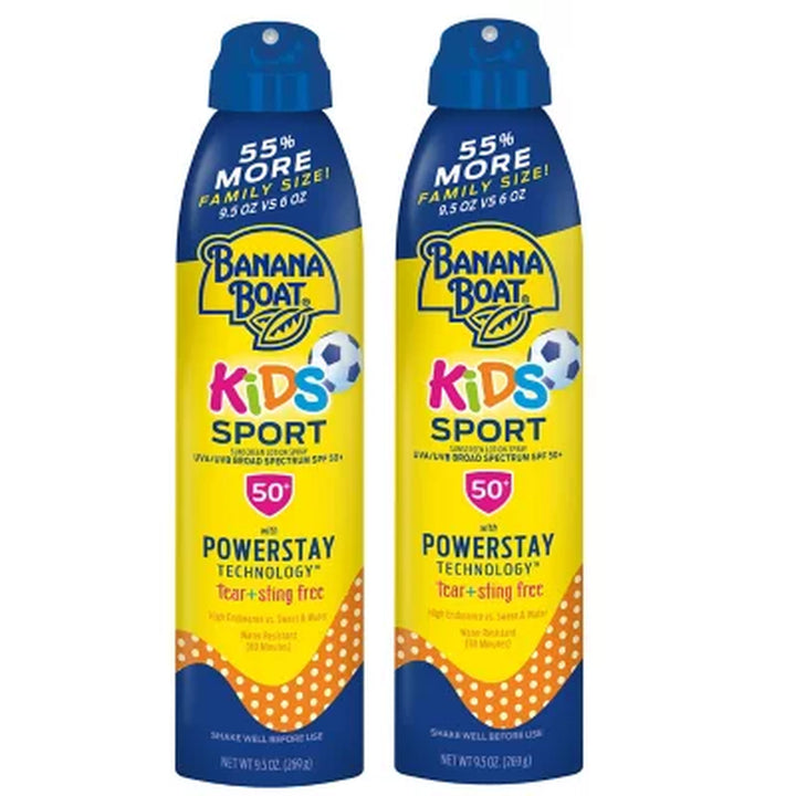 Banana Boat Sport Kids Sunscreen Spray, SPF 50, 9.5 Oz., 2 Pk.