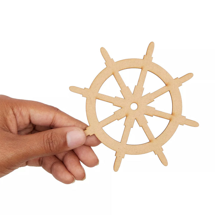 Genie Crafts 24 Pieces Unfinished Nautical Wood Cutouts for Crafts, Wooden Sailboat, Mermaid, Anchor, Ship Wheel for DIY Projects