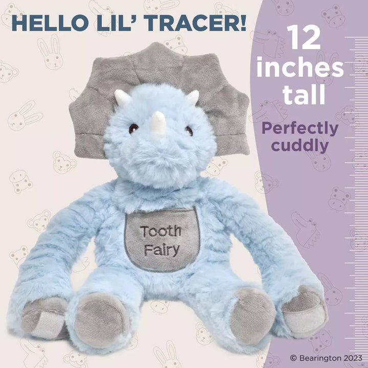 Bearington Lil' Tracer the Tooth Fairy Dino Plush, 12 Inch Dinosaur Stuffed Animal