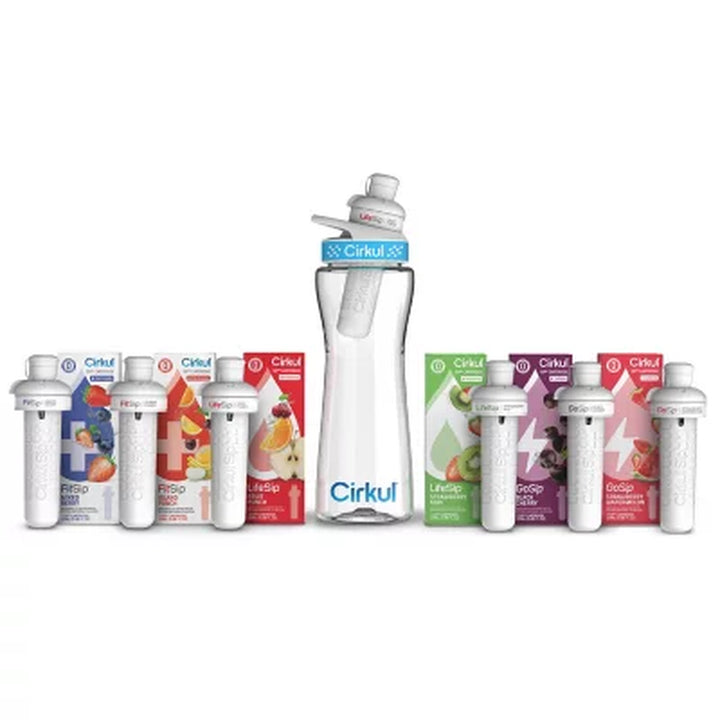 Cirkul 22-Oz. Plastic Water Bottle Starter Kit with Blue Lid + 6 Flavor Cartridges