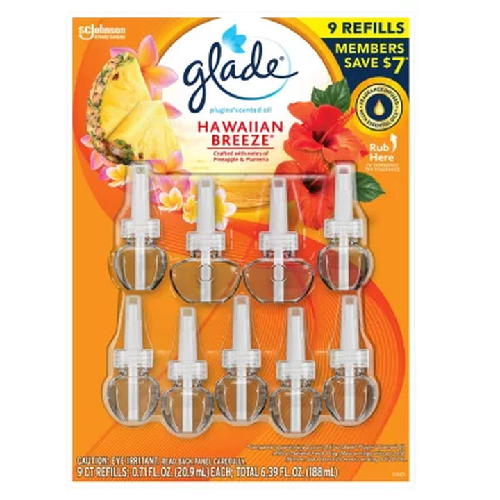 Glade Plugins Scented Essential Oil Refills, Choose Scent 6.39 Fl. Oz., 9 Ct.