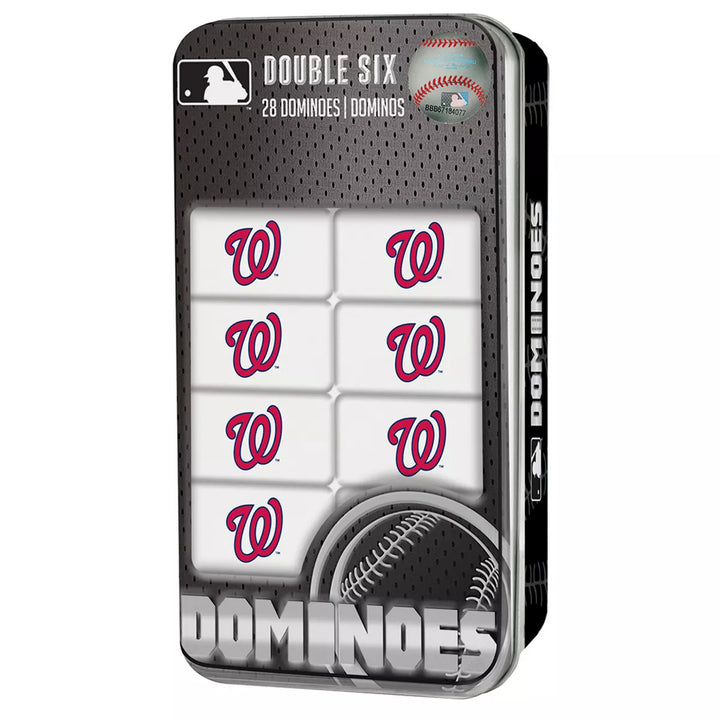 Masterpieces Officially Licensed MLB Washington Nationals 28 Piece Dominoes Game for Adults.