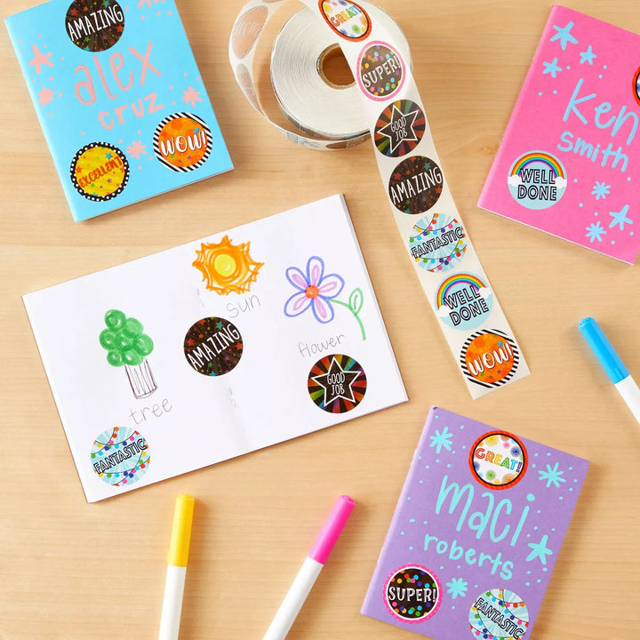 Bright Creations 1000 Pieces 1.5" Motivational Classroom Reward Stickers for Kids, Student Awards, Teachers Supplies, 1 Roll