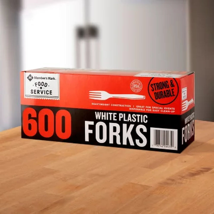 Member'S Mark White Plastic Forks, Heavyweight 600 Ct.