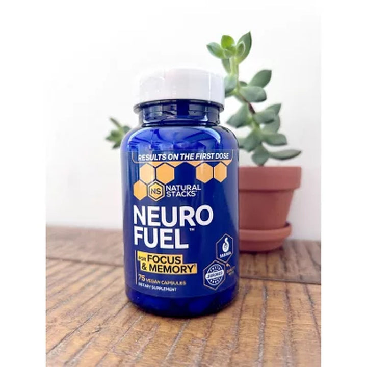 Natural Stacks Neuro Fuel Vegan Capsules for Focus and Memory 75 Ct.