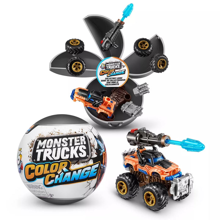 5 Surprise Monster Trucks Color Change Capsule with Mini Figures