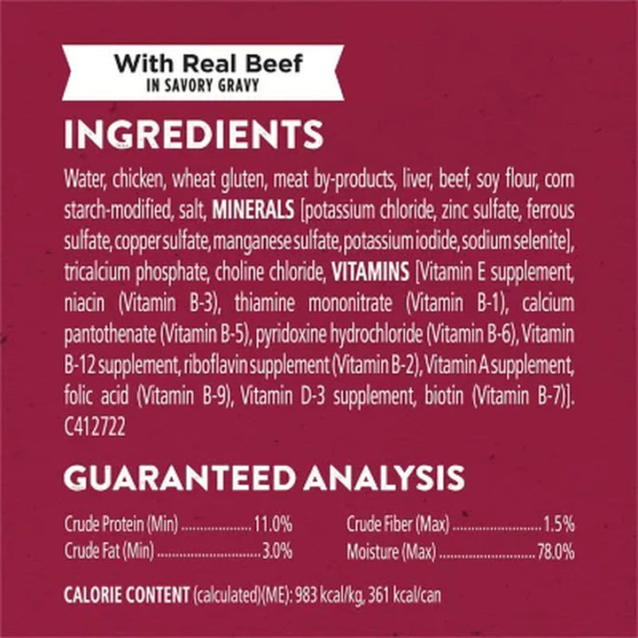 Purina Dog Chow Beef & Chicken Variety Pack, High Protein Adult Wet Dog Food, 13 Oz., 24 Cans
