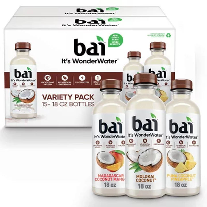 Bai Cocofusions Flavored Water Variety Pack 18 Fl. Oz., 15 Pk.