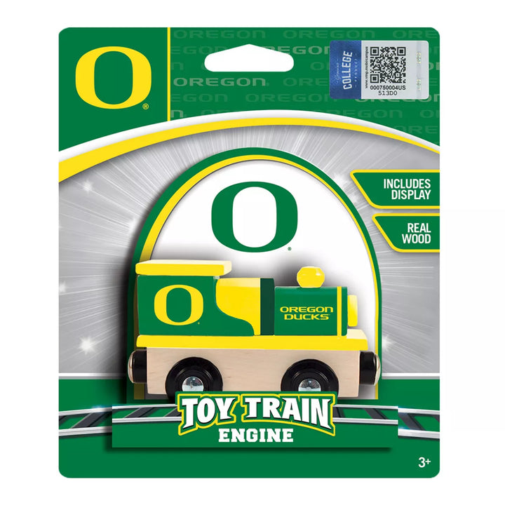 Masterpieces Officially Licensed NCAA Oregon Ducks Wooden Toy Train Engine for Kids.