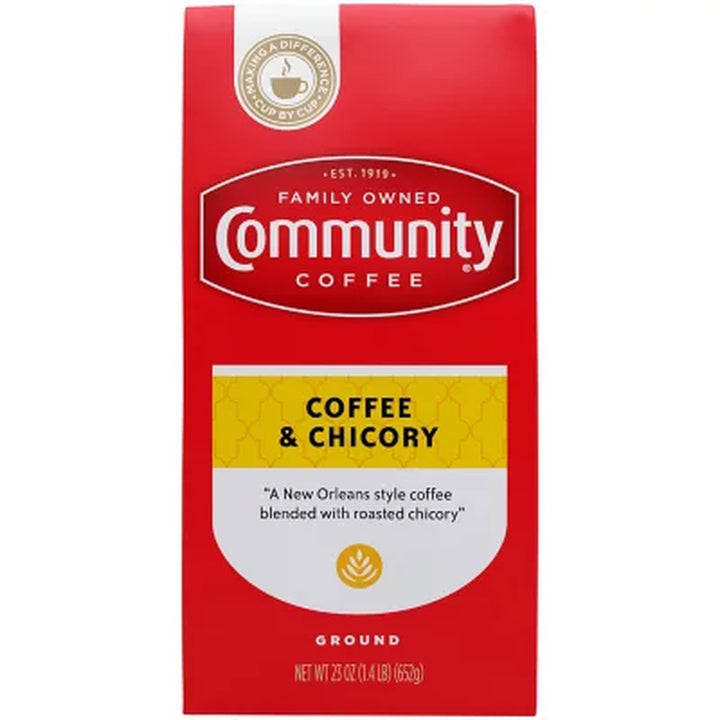 Community Coffee Ground Coffee Vacuum Sealed Pack, Coffee & Chicory 23 Oz.
