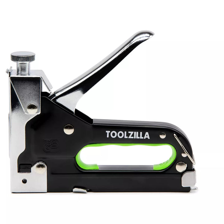 TOOLZILLA Heavy Duty Staple Gun & Staple Selection Pack, 600 Fasteners Silver