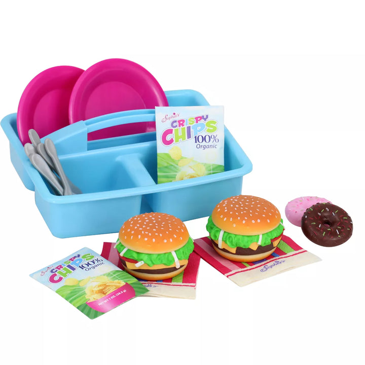 Sophia’S 17 Piece Picnic Caddy & Food Set for 18" Dolls, Multicolor