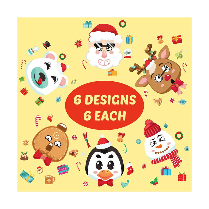 Fun Little Toys 36 PCS Christmas Make-A-Face Stickers Kids DIY Kits