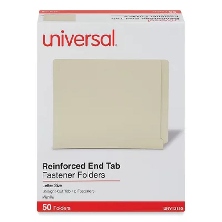 Universal End Tab Folders, Two Fasteners, Manila, 50/Box (Various Types)
