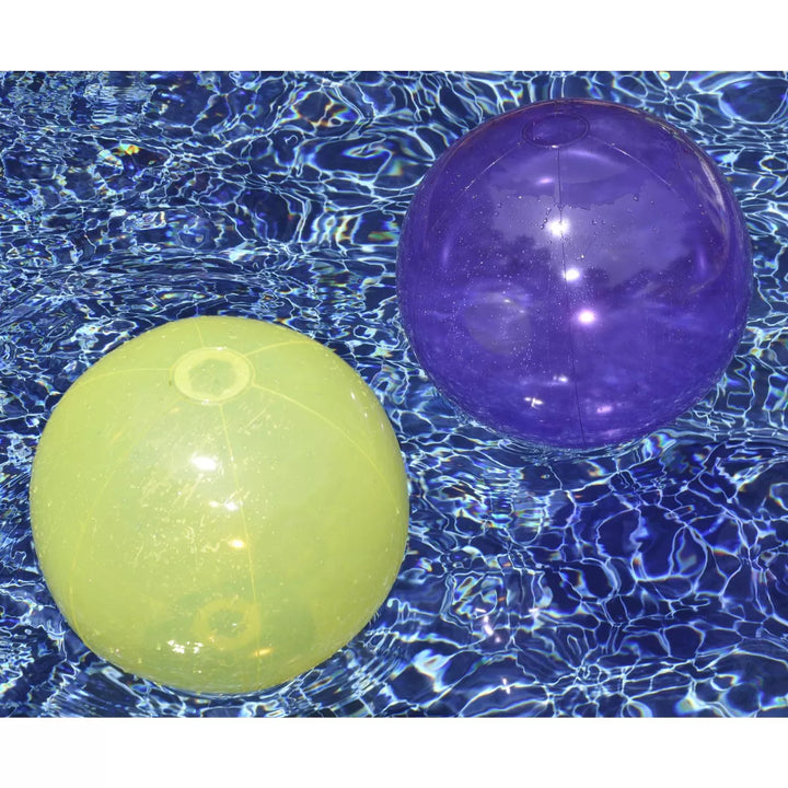 Swimline 20” Inflatable 6-Panel Transparent Swimming Beach Ball Swimming Pool Toy - Purple