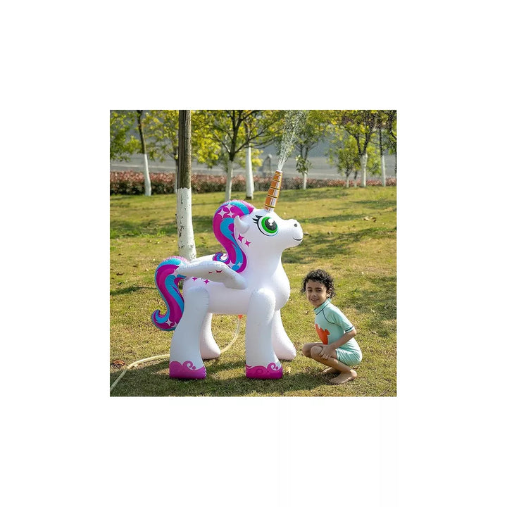 SYNCFUN 48” Inflatable Yard Sprinkler with Unicorn Design, Inflatable Water Toy for Summer Outdoor Fun, Lawn Sprinkler Toy for Kids