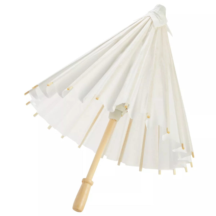 Juvale 6 Pack Small Parasol Paper Umbrellas for Decorations for Kids, Cocktail Party Decor, DIY Crafts, Sun Parasols Photo Props, White, 16 In