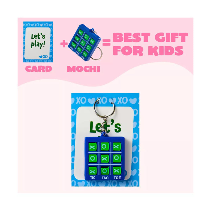 28 Packs Valentine'S Day Gift Cards with Tic-Tac-Toe Keychain for Kids Party Favor, Classroom Exchange Prizes, Valentine’S Greeting Cards