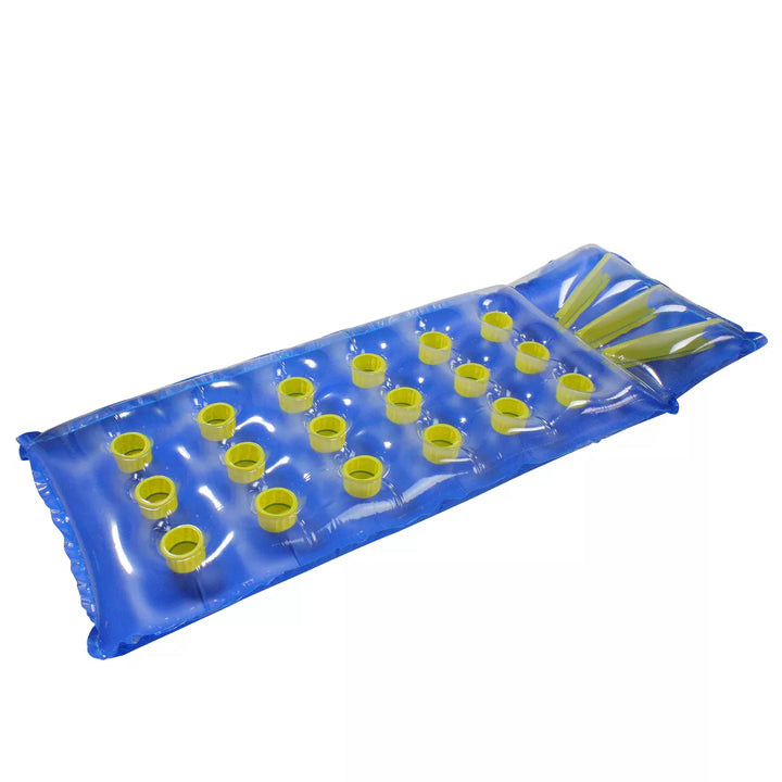 Swim Central 76" Blue and Yellow Inflatable 18-Pocket French Style Swimming Pool Air Mattress