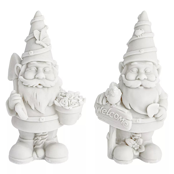 Bright Creations 2 Pack Ceramics to Paint - Paint Your Own Garden Gnome Statues, Blank Paintable Ceramics for Adults (5 In)