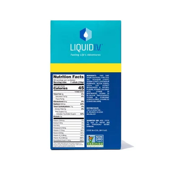 Liquid I.V. Hydration Multiplier Electrolyte Drink Mix, Lemon Lime 30 Ct.