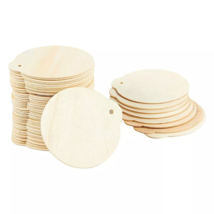 Juvale 48 Pack DIY Wooden Disk Christmas Tree Decorations, Blank 3 Inch round Wood Ornaments for Holiday Crafts