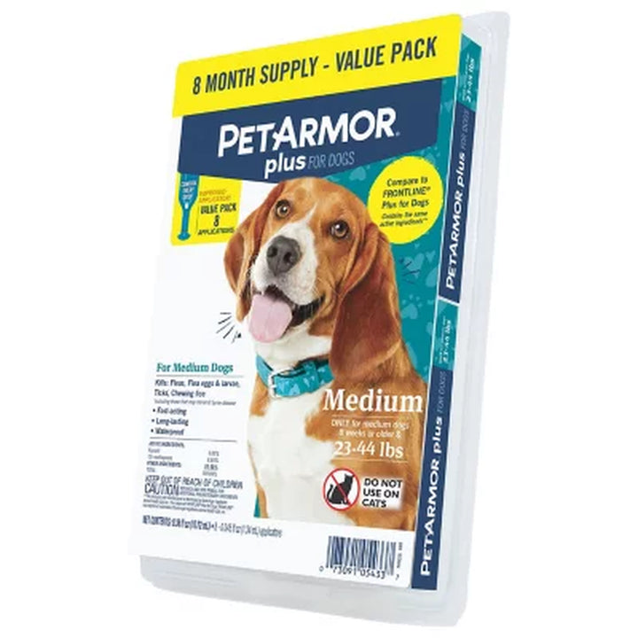 Petarmor plus Flea and Tick Prevention for Dogs, 8-Month Supply (Choose Your Size)