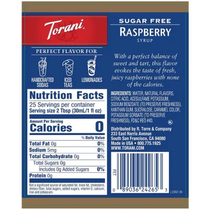 Torani Sugar-Free Raspberry Syrup 25.4 Fl. Oz.