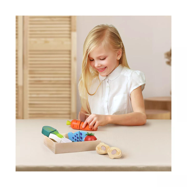 Fun Little Toys Wooden Vegetable Chopper Set