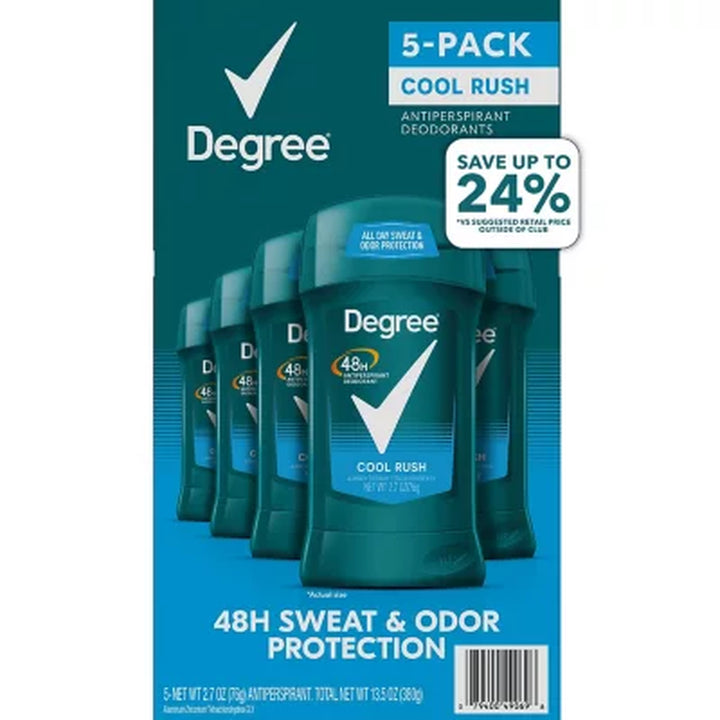 Degree Men Dry Protection Antiperspirant, Cool Rush, 2.7 Oz., 5 Pk.
