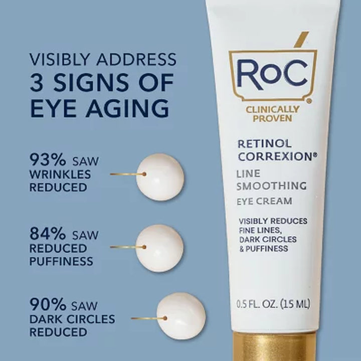 Roc Retinol Correxion Line Smoothing Eye Cream, 0.5 Oz., 2 Pk.