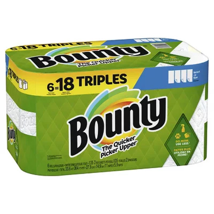 Bounty Select-A-Size 2-Ply Paper Towels, White 135 Sheets/Roll, 6 Rolls