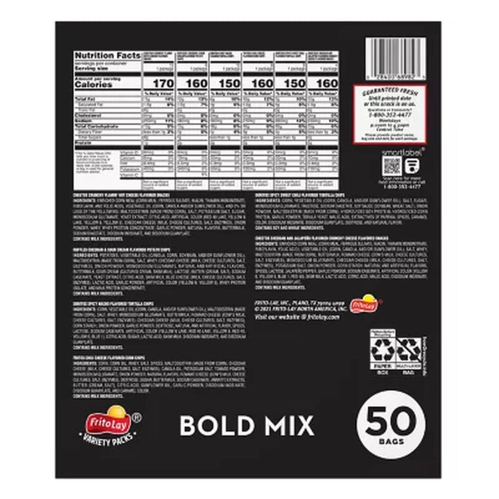 Frito-Lay Bold Mix Variety Pack Chips and Snacks, 50 Pk.