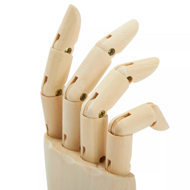 7" Wooden Hand Model and 8" Posable Wooden Mannequin Figure for Drawing, Adjustable Art Supplies (2-Piece)