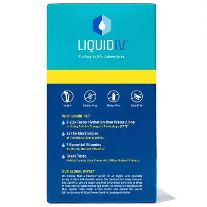 Liquid I.V. Hydration Multiplier Electrolyte Drink Mix, Lemon Lime 30 Ct.