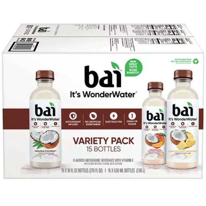 Bai Cocofusions Flavored Water Variety Pack 18 Fl. Oz., 15 Pk.