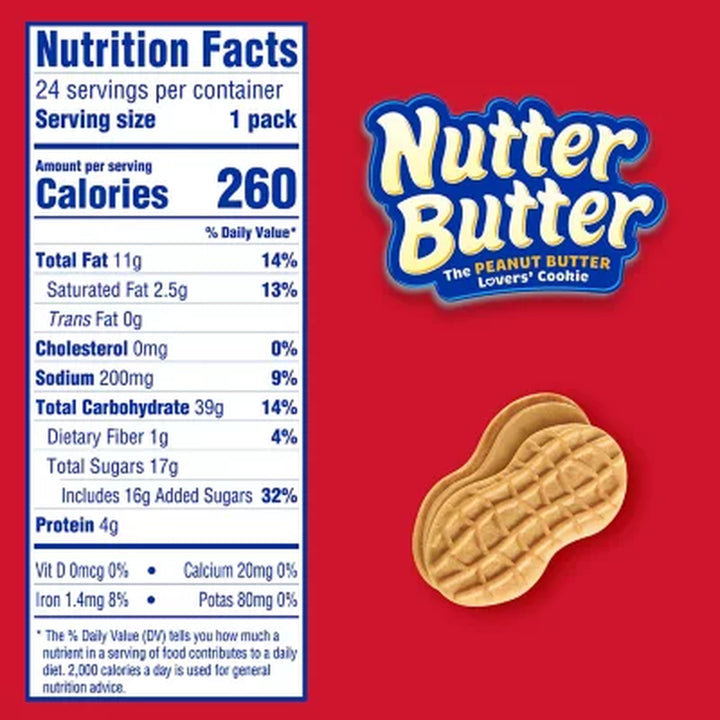 Nutter Butter Peanut Butter Sandwich Cookies, 1.9 Oz., 24 Pk.